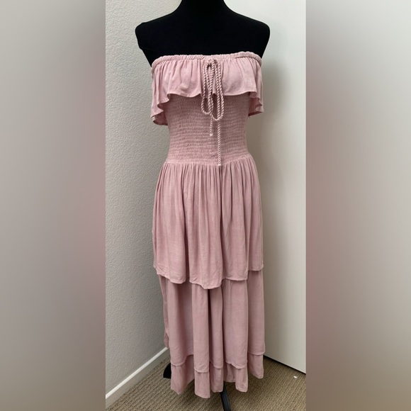 Jen’s Pirate Booty pink tiered strapless halter smocked ruffle Annabella dress - Picture 3 of 17